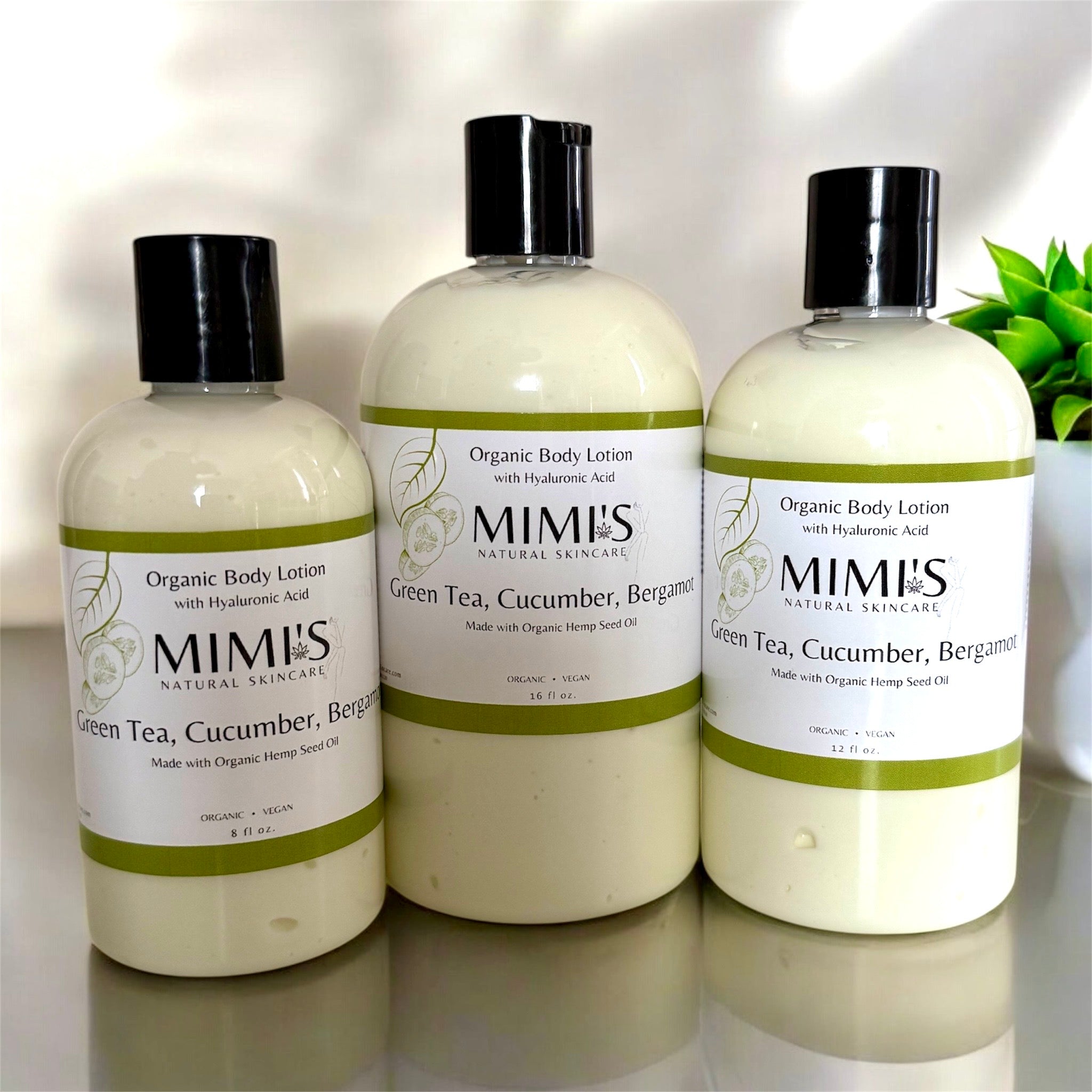 NEW SCENT! Organic Body Lotion  w/ Hyaluronic Acid, Green Tea, Cucumber & Bergamot